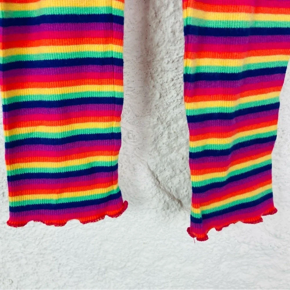 GYMBOREE rainbow Colorful Striped ribbed ruffle bottom cotton stretch Leggings